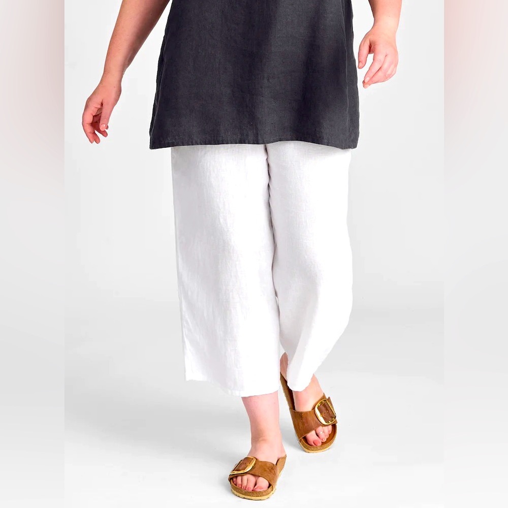Flax Women's Wide Leg Cream Pants